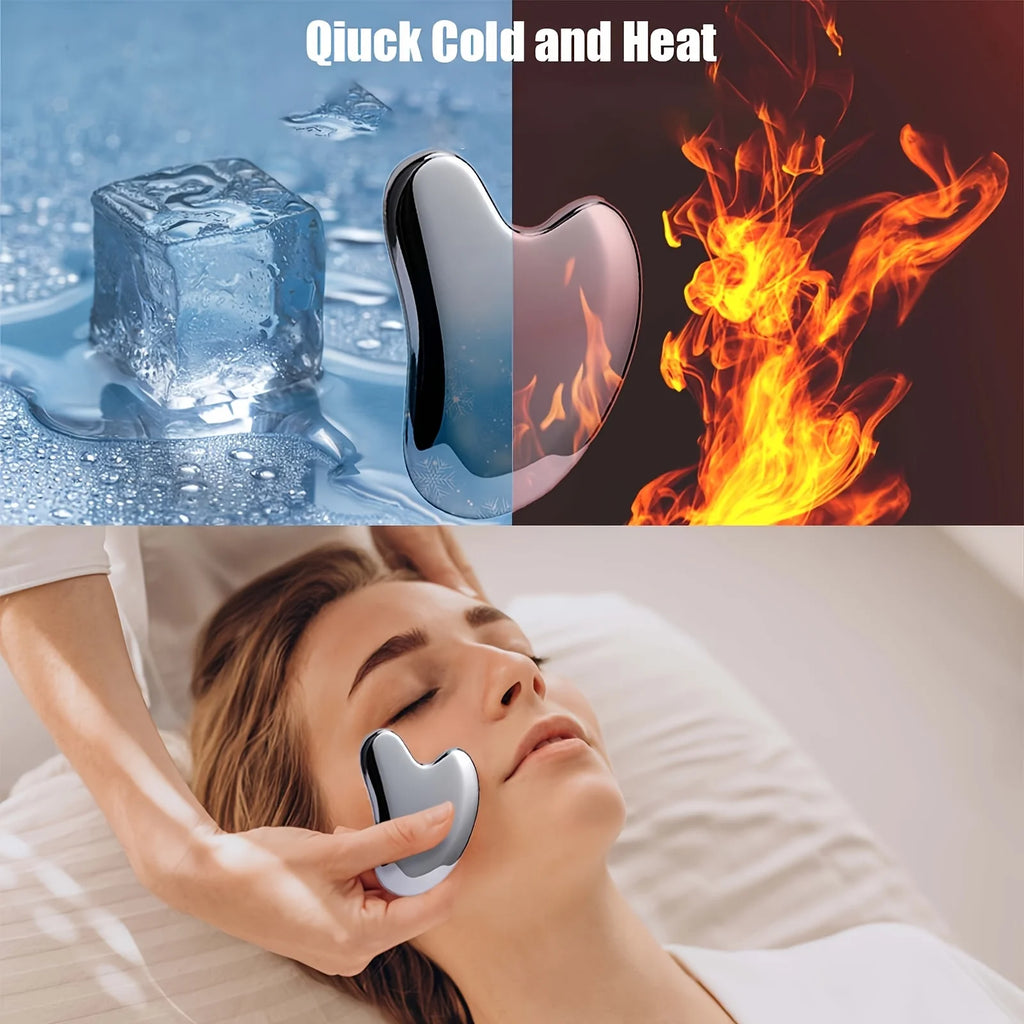 Thick Stainless Steel Dolphin Gua Sha Facial Tool - Fragrance-Free, Battery-Free Eye & Face Massage Board for Deep Tissue Pressu